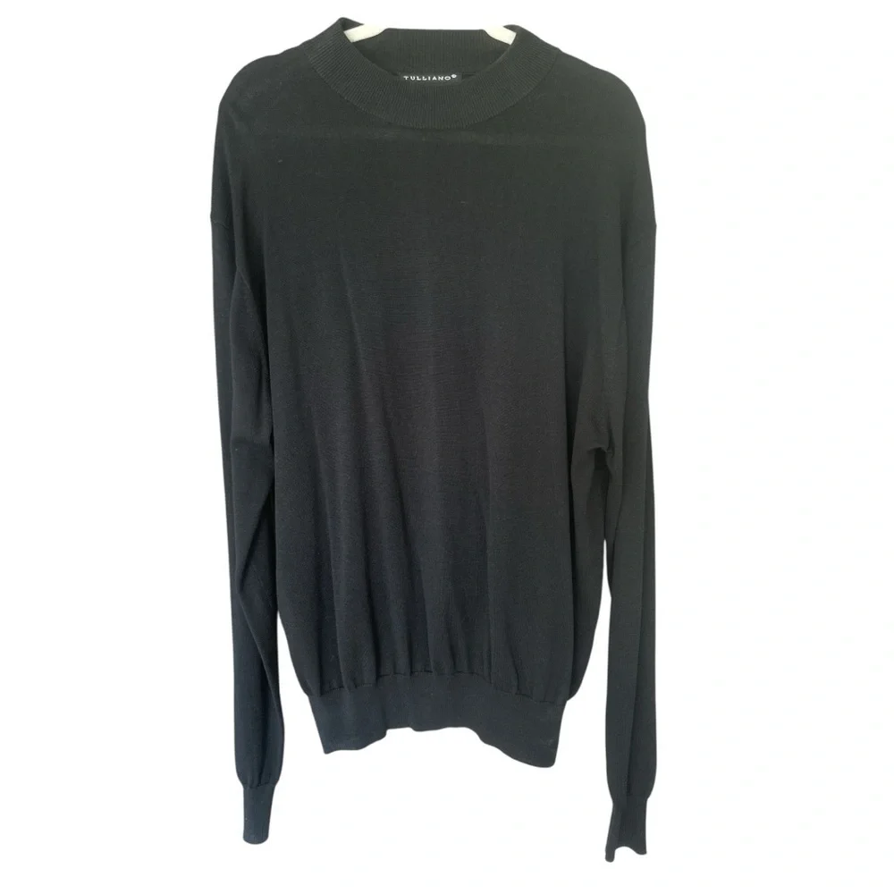 Men's Black Silk & Cotton Sweater Preppy Academia Neutral Layer Sz XL